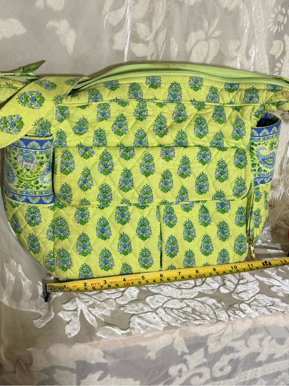 Vintage Vera Bradley Tote Bag Citrus Elephants Lime Green Y2K - Picture 11 of 11